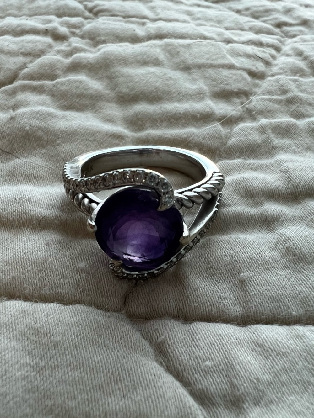 3.25TW Amethysts & 0.36TW Diamonds, 14 Karat, Size 6